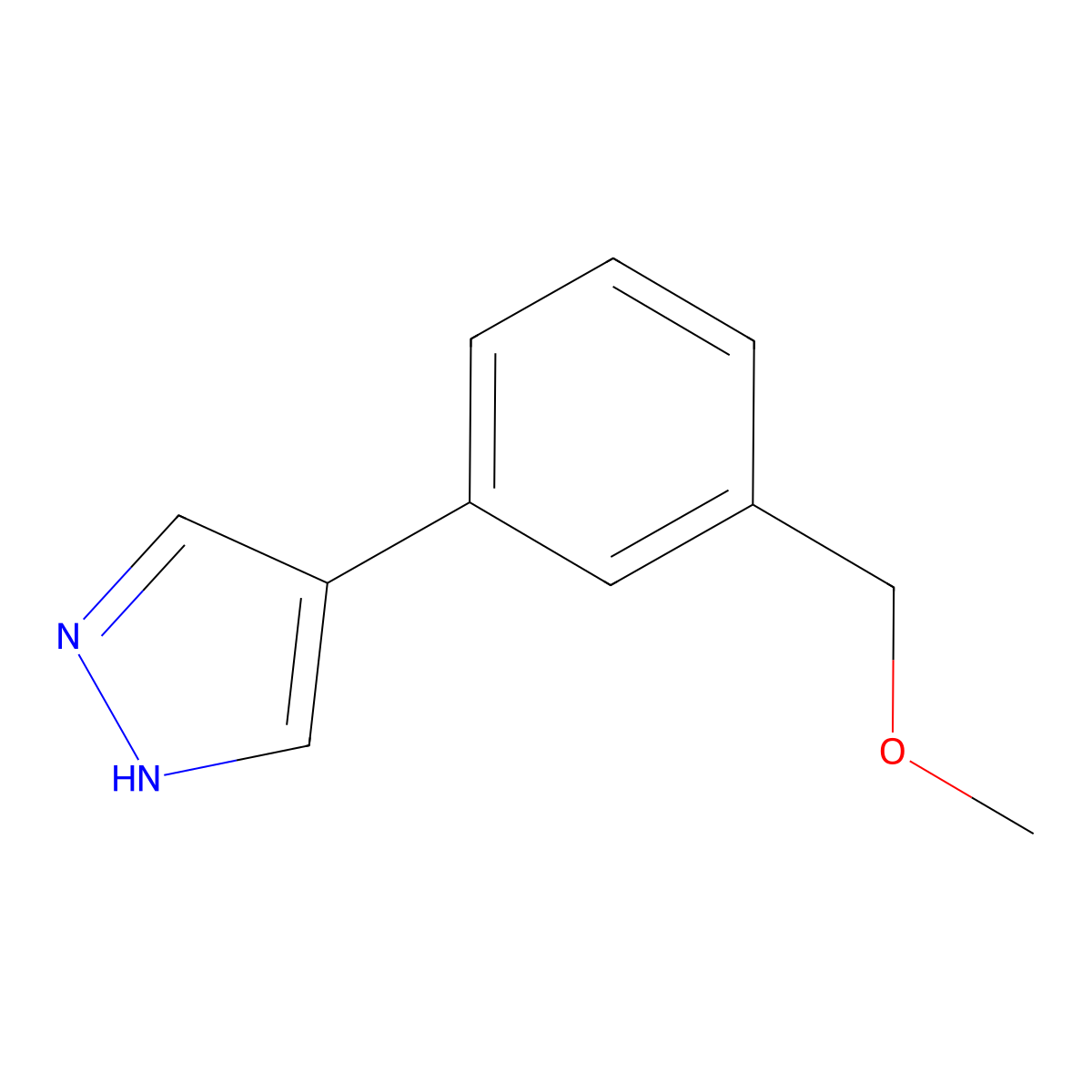 4-[3-(methoxymethyl)phenyl]-1H-pyrazole molecular structure, CAS 2229286-86-4