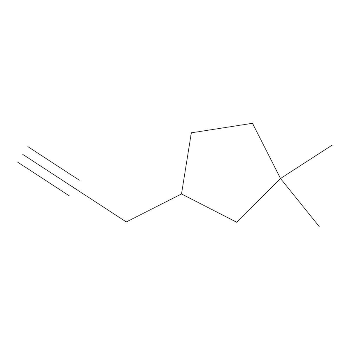1,1-Dimethyl-3-(prop-2-yn-1-yl)cyclopentane molecular structure, CAS 2229288-27-9