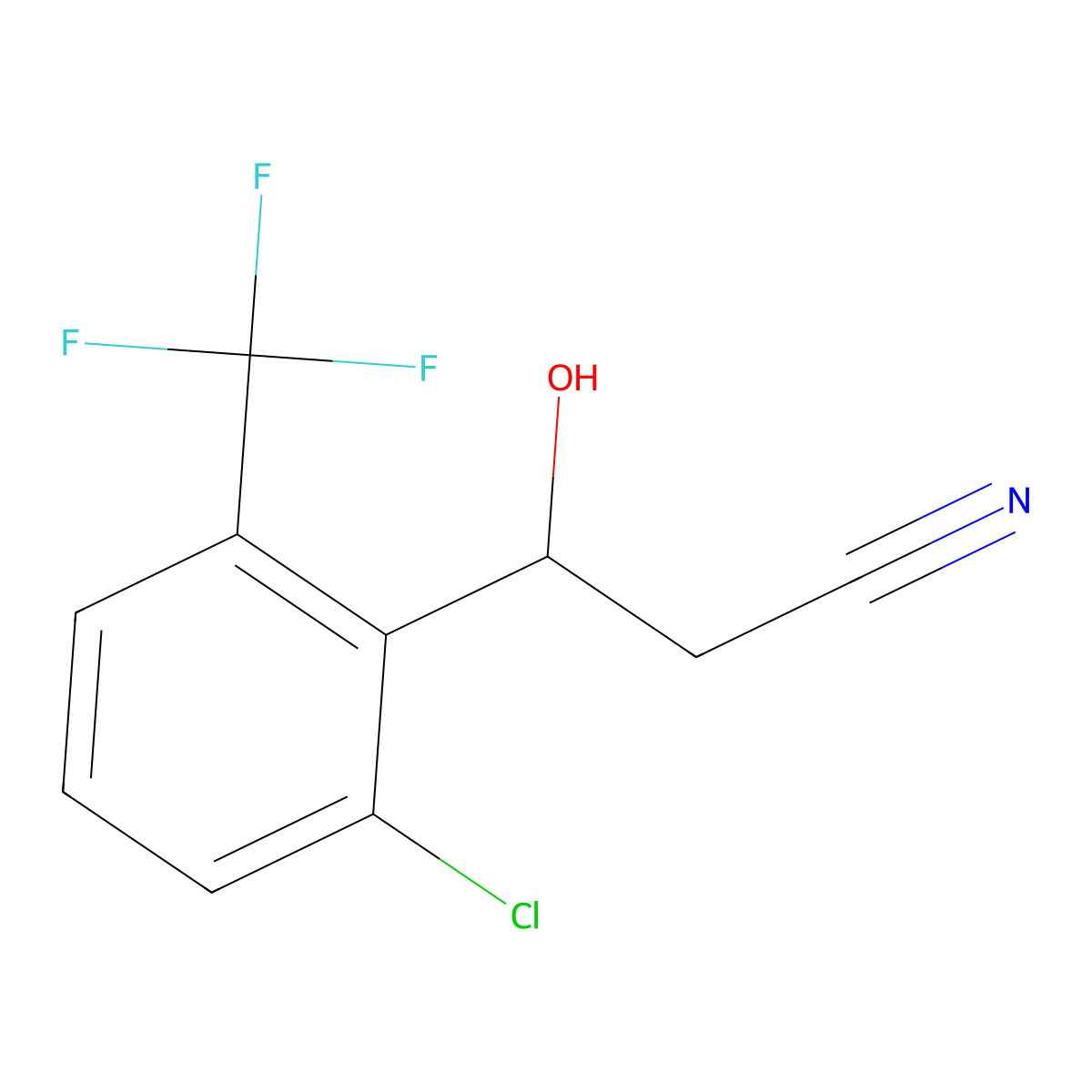 3-[2-Chloro-6-(trifluoromethyl)phenyl]-3-hydroxypropanenitrile molecular structure, CAS 2229288-36-0