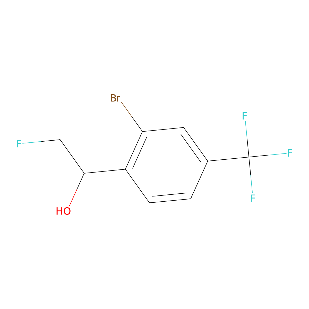 1-[2-Bromo-4-(trifluoromethyl)phenyl]-2-fluoroethan-1-ol molecular structure, CAS 2229290-25-7