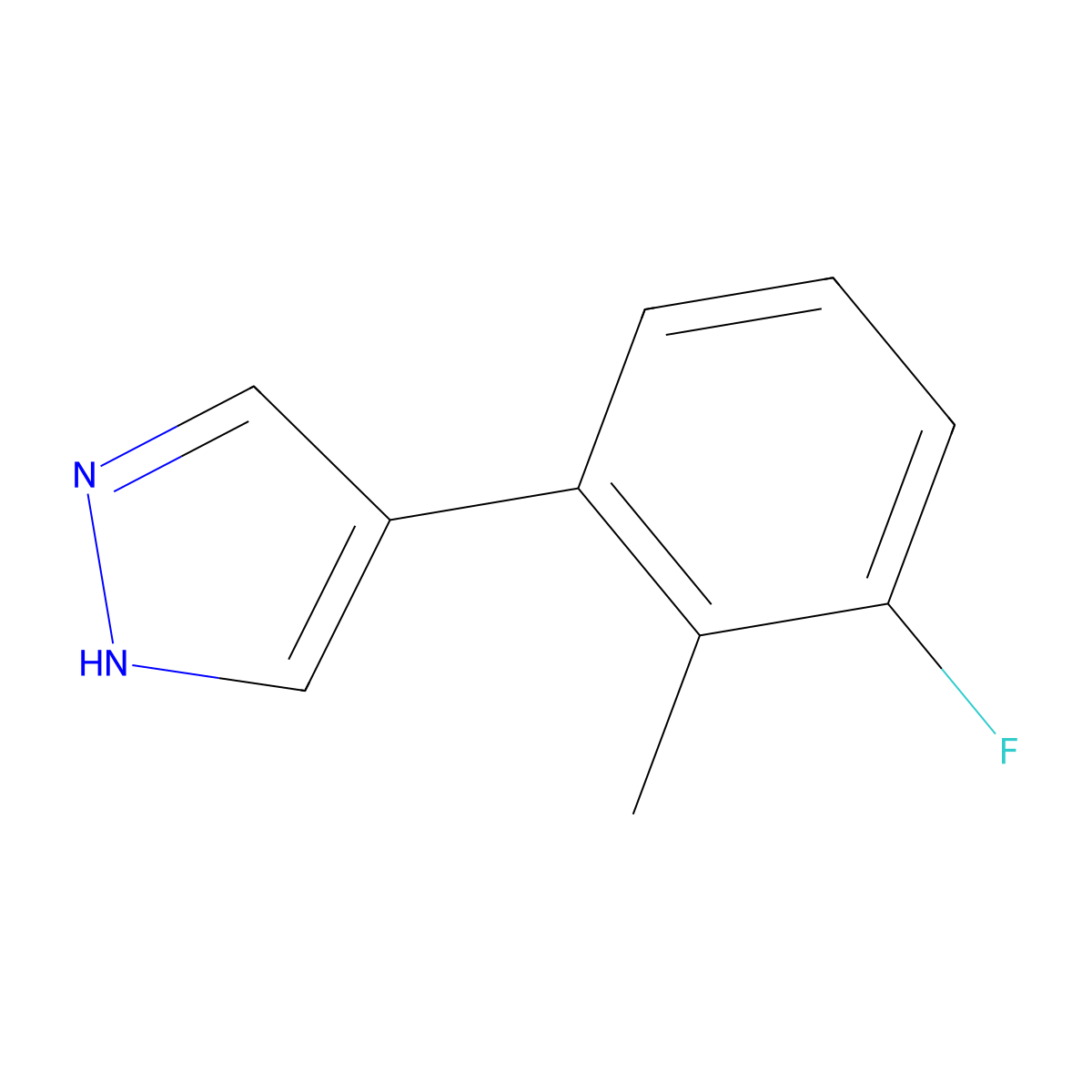 4-(3-fluoro-2-methylphenyl)-1H-pyrazole molecular structure, CAS 2229292-09-3