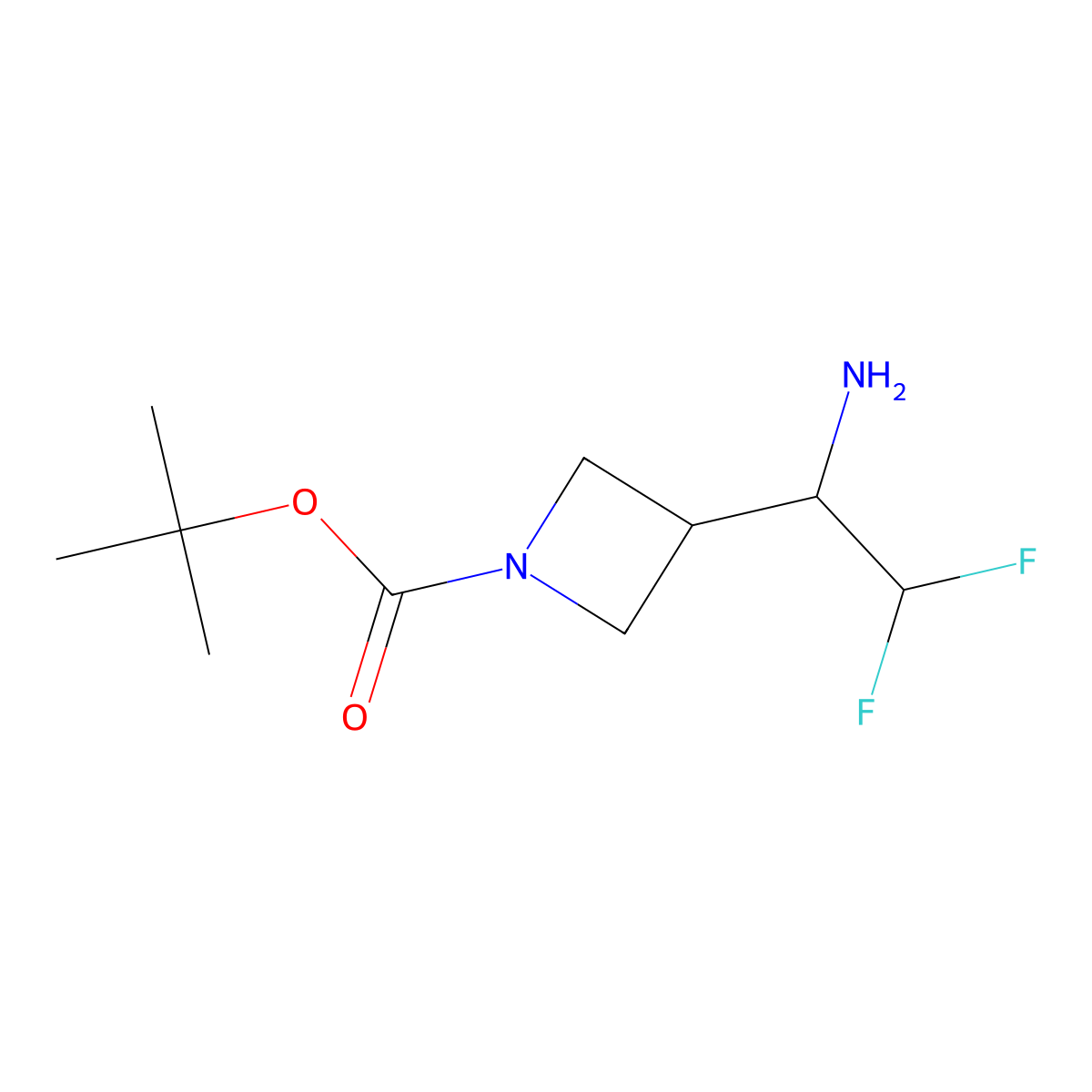 Tert-butyl 3-(1-amino-2,2-difluoroethyl)azetidine-1-carboxylate molecular structure, CAS 2229296-12-0