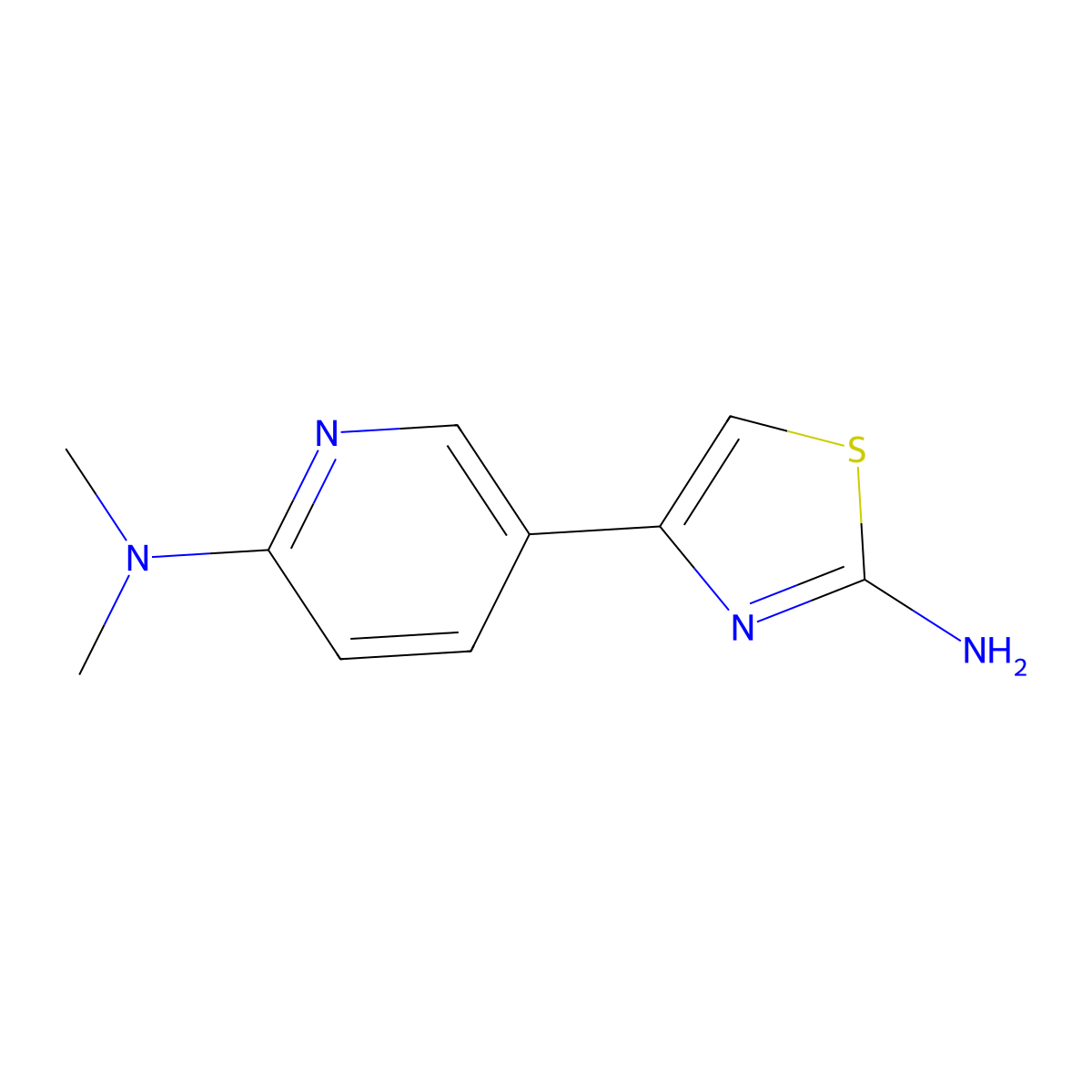 5-(2-amino-1,3-thiazol-4-yl)-N,N-dimethylpyridin-2-amine molecular structure, CAS 2229296-97-1