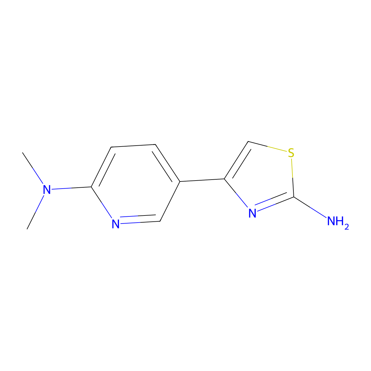 5-(2-amino-1,3-thiazol-4-yl)-N,N-dimethylpyridin-2-amine molecular structure, CAS 2229296-97-1
