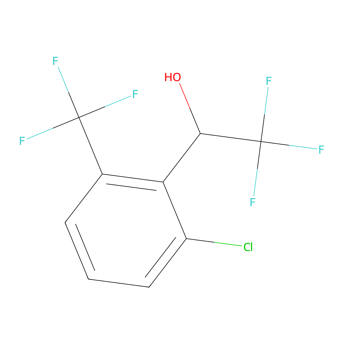 1-[2-Chloro-6-(trifluoromethyl)phenyl]-2,2,2-trifluoroethan-1-ol molecular structure, CAS 2229297-80-5