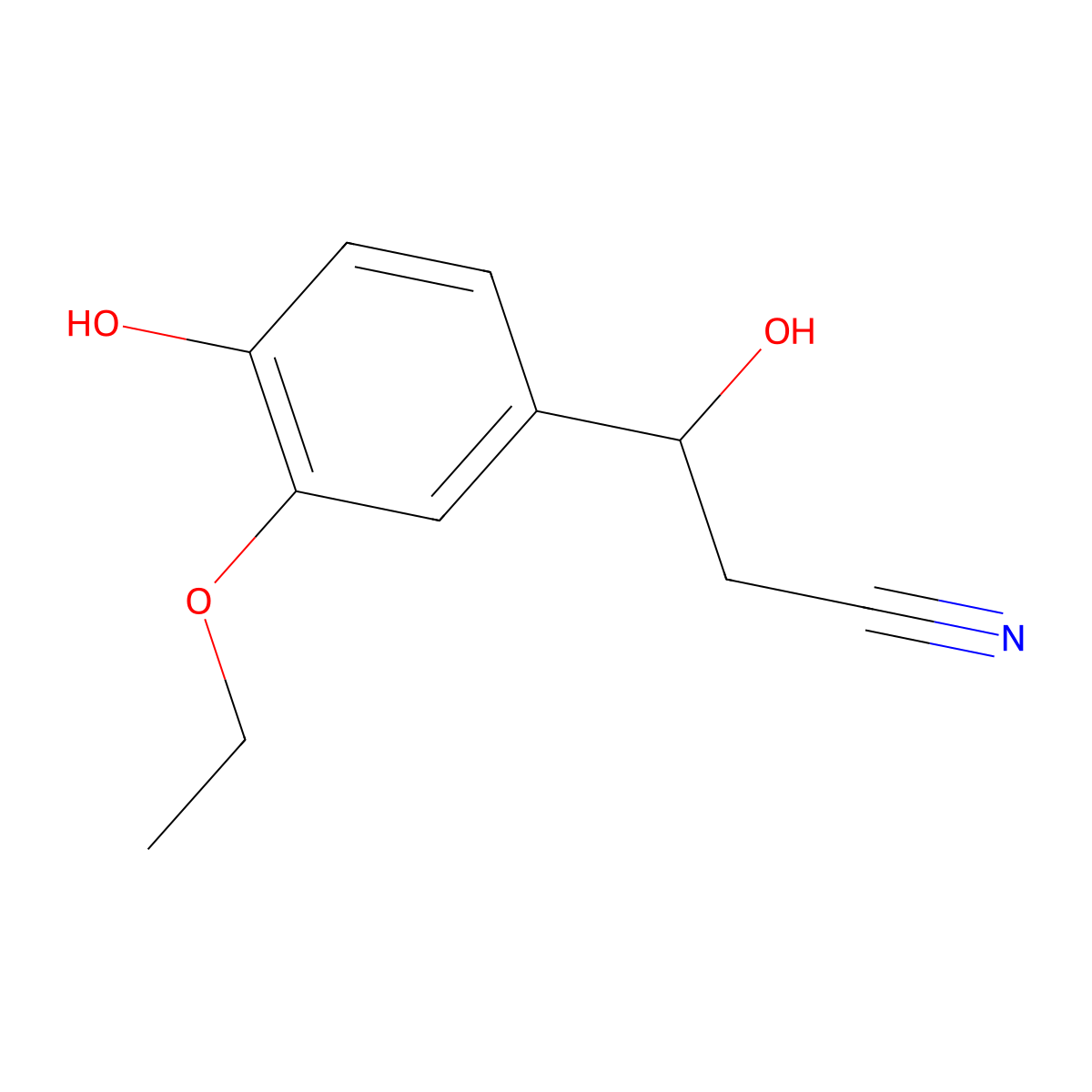 3-(3-Ethoxy-4-hydroxyphenyl)-3-hydroxypropanenitrile molecular structure, CAS 2229299-14-1