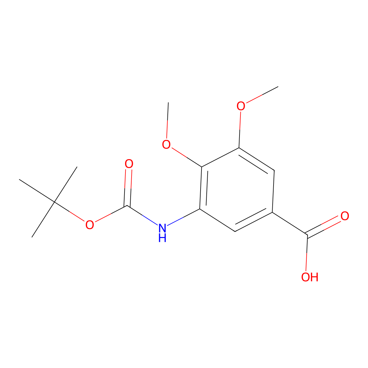 3-((tert-Butoxycarbonyl)amino)-4,5-dimethoxybenzoic acid molecular structure, CAS 2229299-38-9