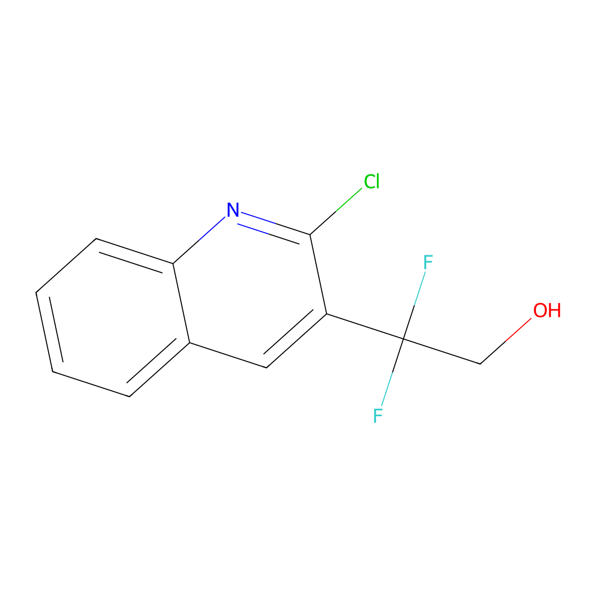 2-(2-Chloroquinolin-3-yl)-2,2-difluoroethan-1-ol molecular structure, CAS 2229300-28-9