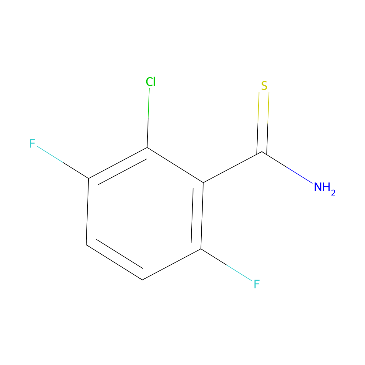 2-Chloro-3,6-difluorobenzene-1-carbothioamide molecular structure, CAS 2229304-63-4