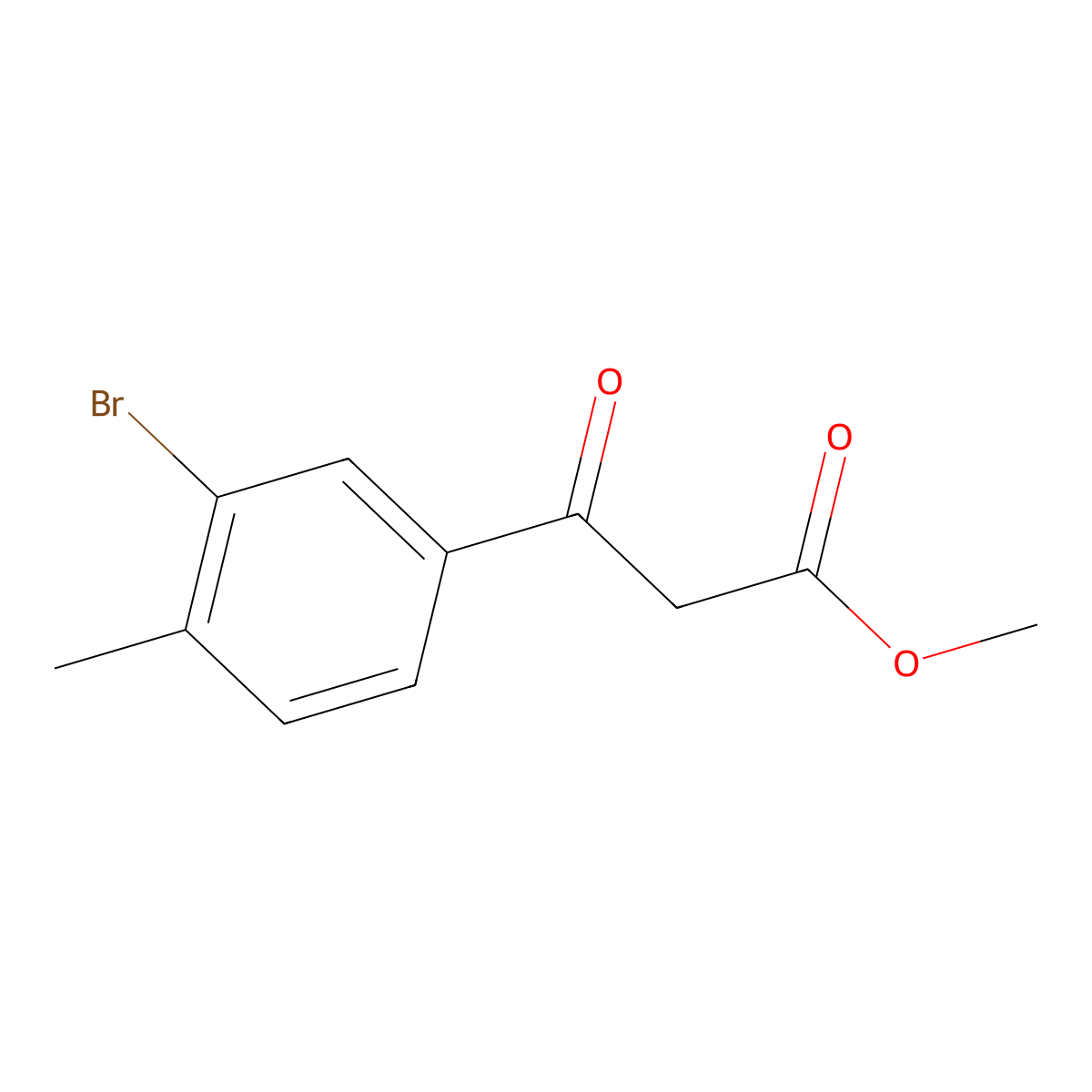 Methyl 3-(3-bromo-4-methylphenyl)-3-oxopropanoate molecular structure, CAS 2229309-39-9
