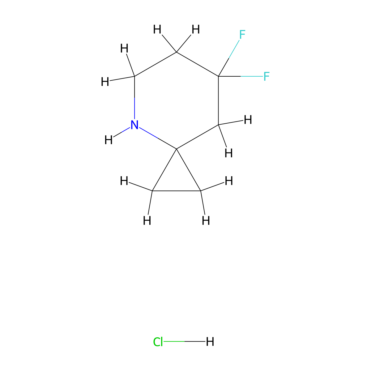 7,7-Difluoro-4-azaspiro(2.5)octane hydrochloride molecular structure, CAS 2229309-97-9