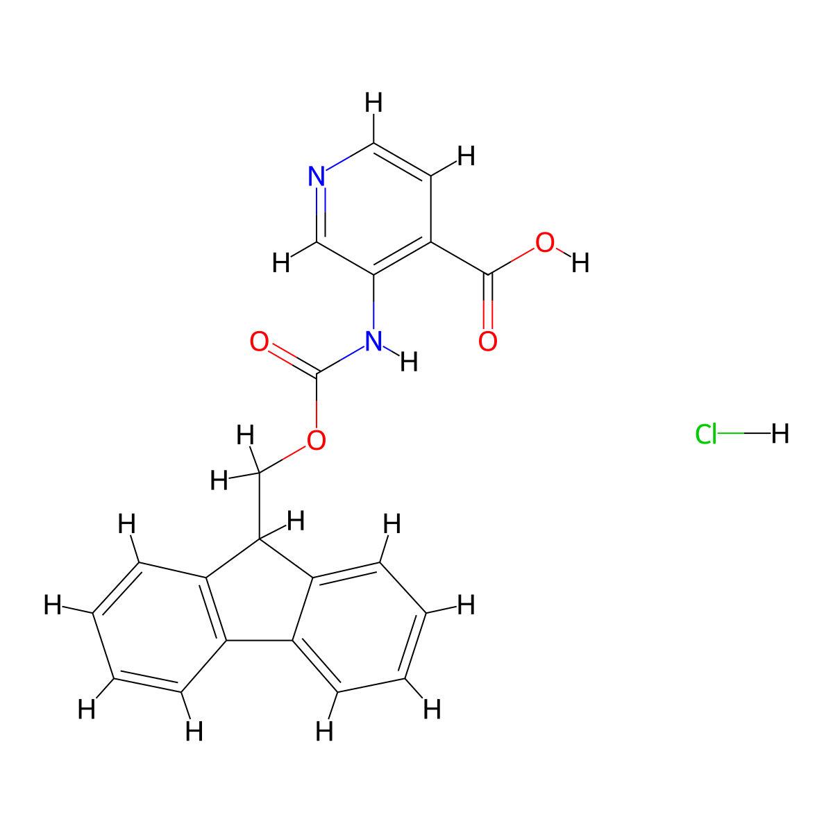 3-({[(9H-fluoren-9-yl)methoxy]carbonyl}amino)pyridine-4-carboxylic acid hydrochloride molecular structure, CAS 2229310-84-1