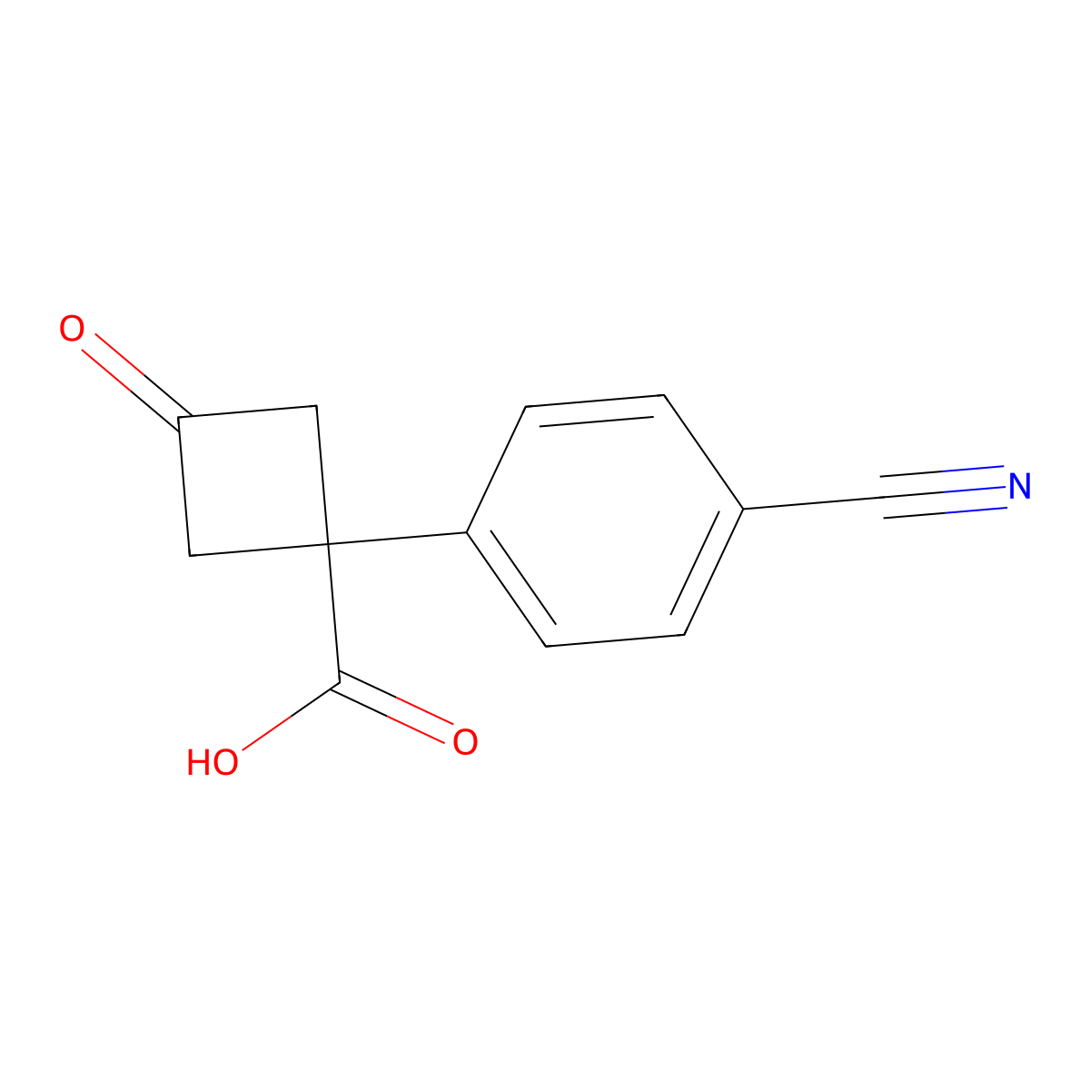 1-(4-Cyanophenyl)-3-oxocyclobutane-1-carboxylic acid molecular structure, CAS 2229311-14-0