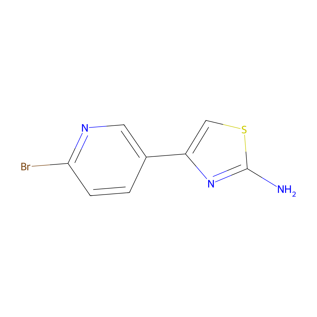 4-(6-Bromopyridin-3-yl)-1,3-thiazol-2-amine molecular structure, CAS 2229311-61-7