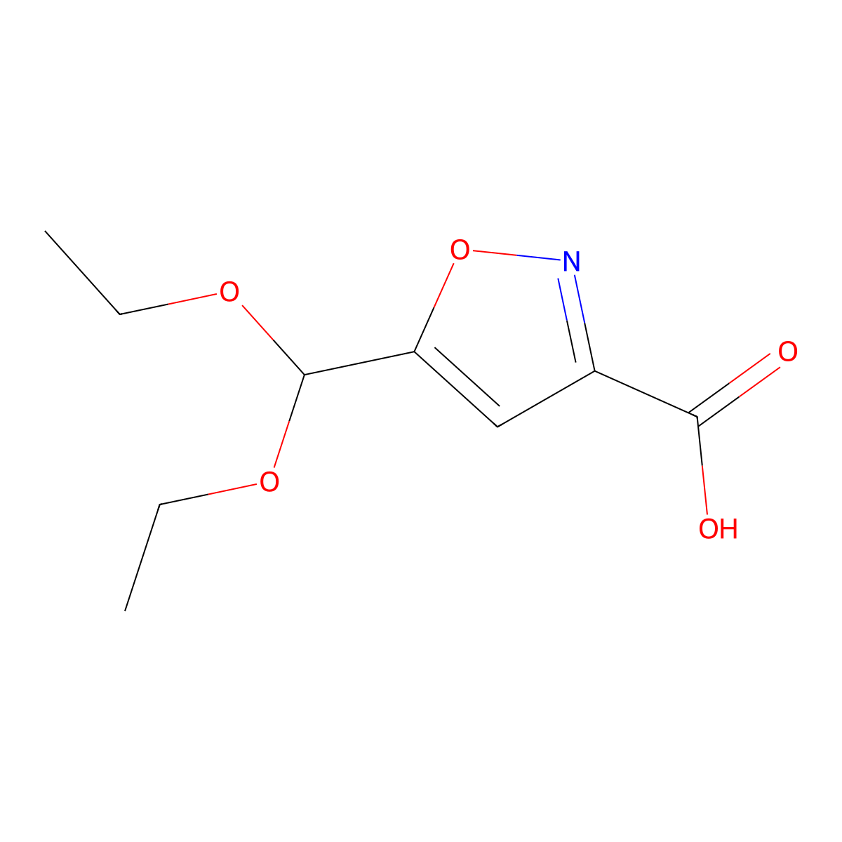 5-(Diethoxymethyl)-1,2-oxazole-3-carboxylic acid molecular structure, CAS 2229312-29-0