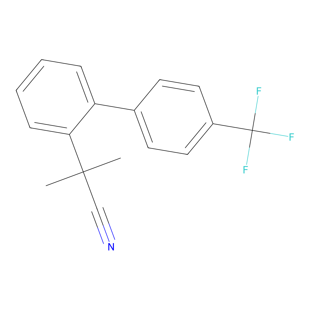 2-Methyl-2-[4'-(trifluoromethyl)-[1,1'-biphenyl]-2-yl]propanenitrile molecular structure, CAS 2229313-12-4
