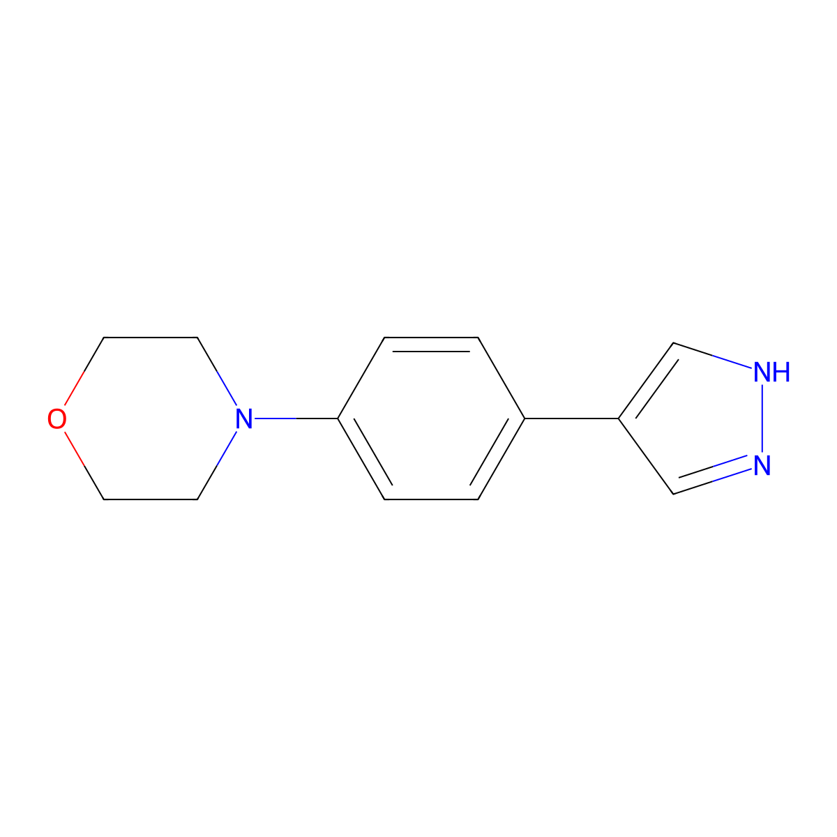 4-[4-(1H-pyrazol-4-yl)phenyl]morpholine molecular structure, CAS 2229313-36-2