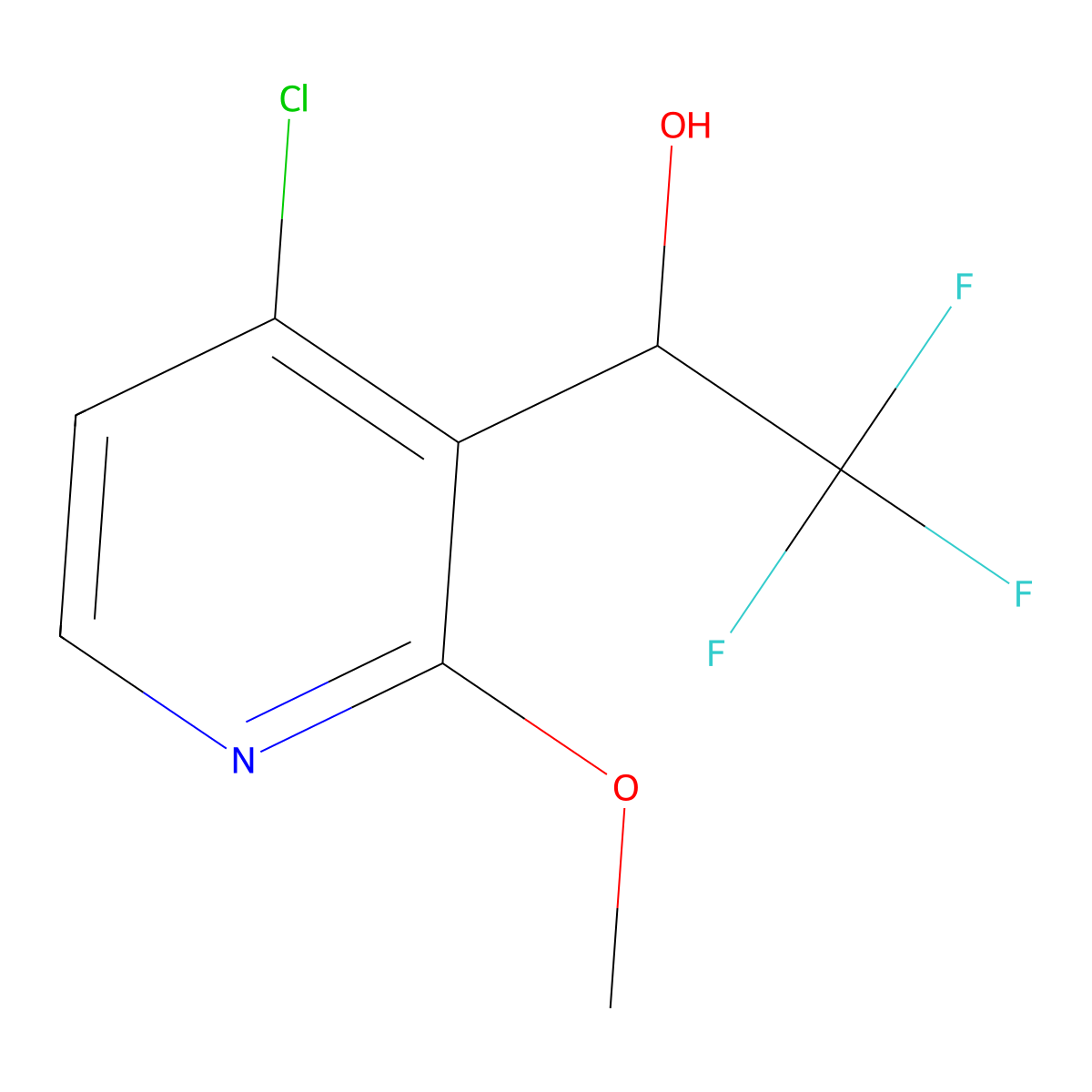 1-(4-Chloro-2-methoxypyridin-3-yl)-2,2,2-trifluoroethan-1-ol molecular structure, CAS 2229317-41-1