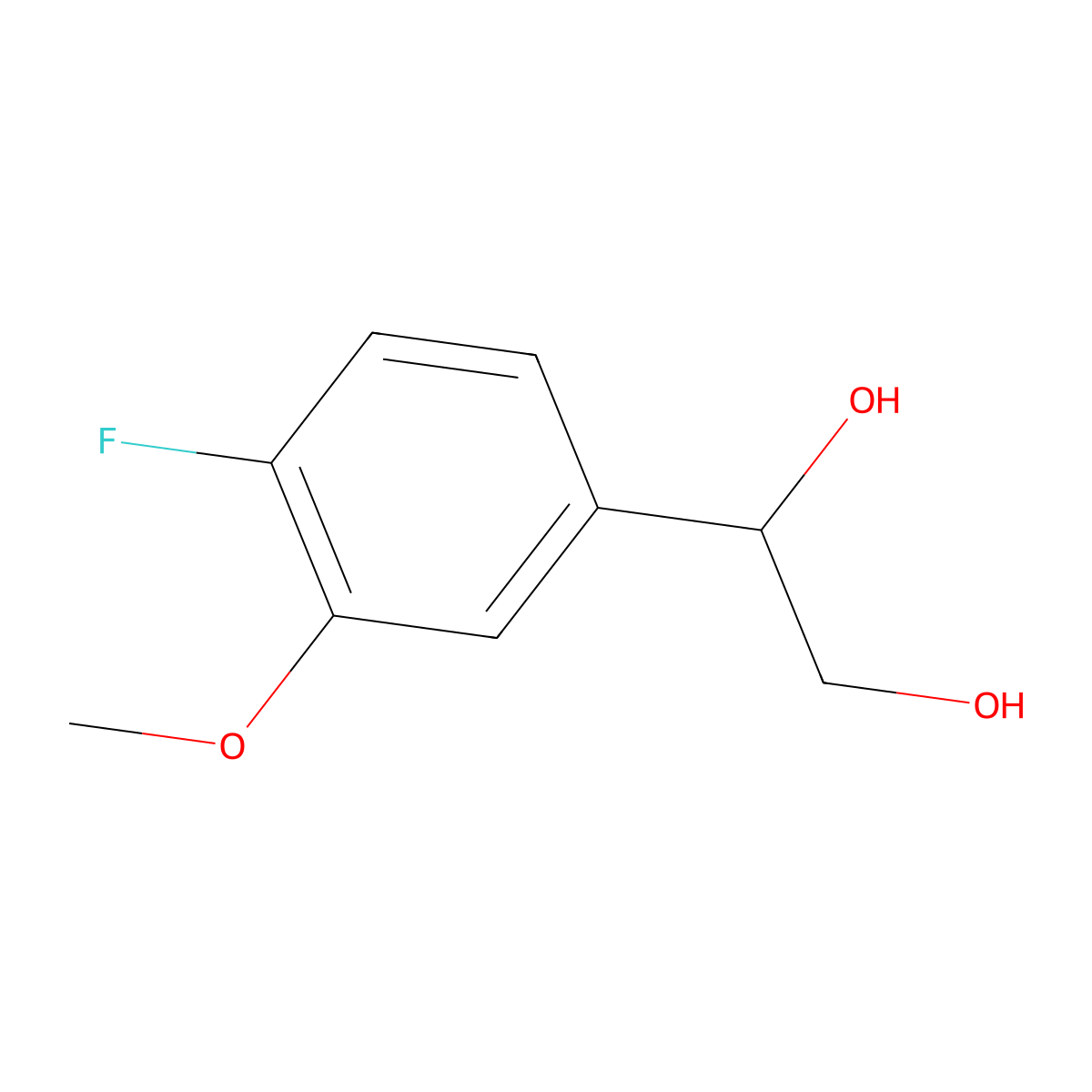 1-(4-Fluoro-3-methoxyphenyl)ethane-1,2-diol molecular structure, CAS 2229318-23-2