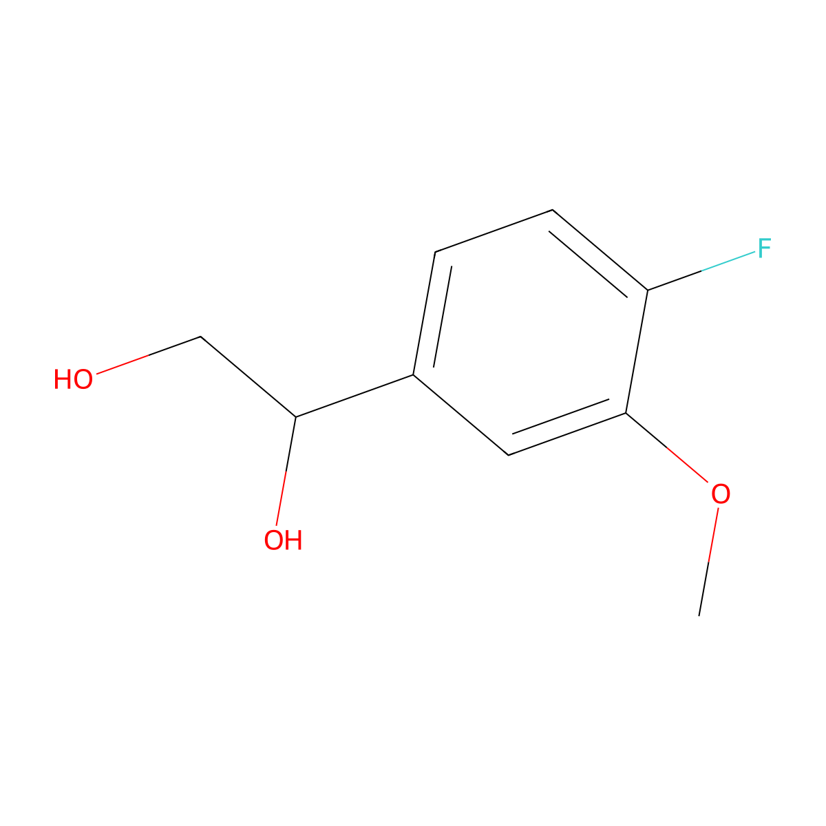 1-(4-Fluoro-3-methoxyphenyl)ethane-1,2-diol molecular structure, CAS 2229318-23-2