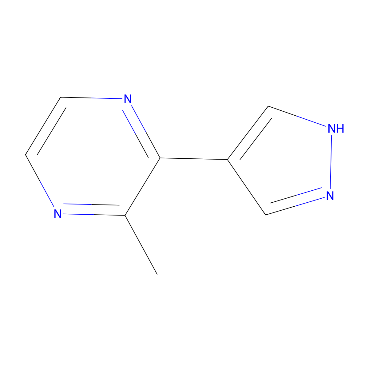 2-methyl-3-(1H-pyrazol-4-yl)pyrazine molecular structure, CAS 2229319-63-3