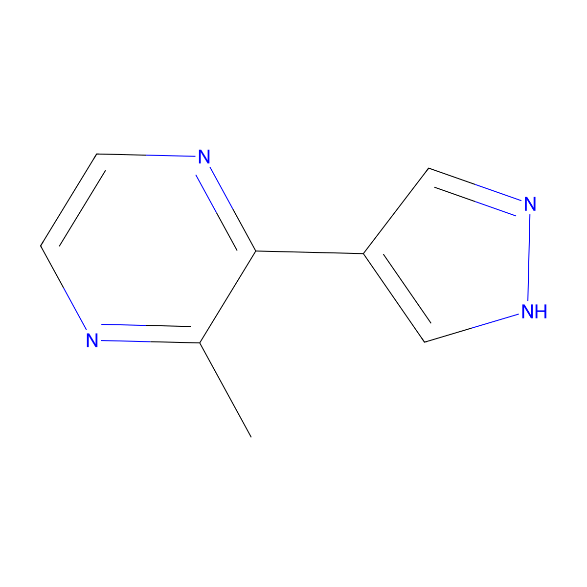 2-methyl-3-(1H-pyrazol-4-yl)pyrazine molecular structure, CAS 2229319-63-3