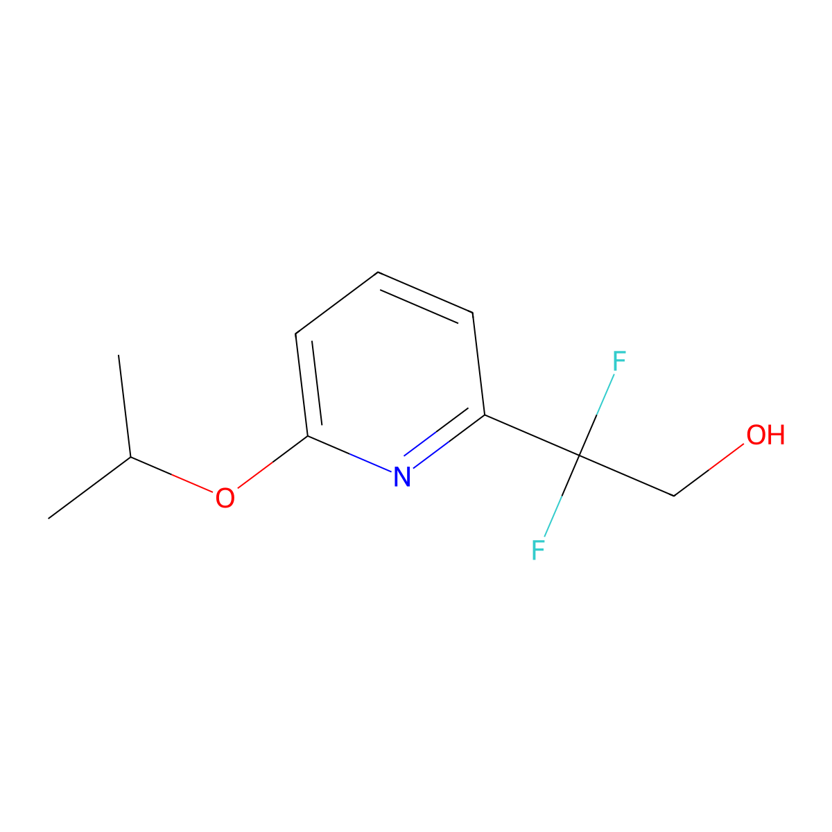 2,2-Difluoro-2-[6-(propan-2-yloxy)pyridin-2-yl]ethan-1-ol molecular structure, CAS 2229319-93-9