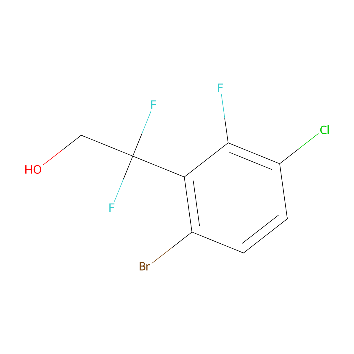 2-(6-Bromo-3-chloro-2-fluorophenyl)-2,2-difluoroethan-1-ol molecular structure, CAS 2229320-42-5