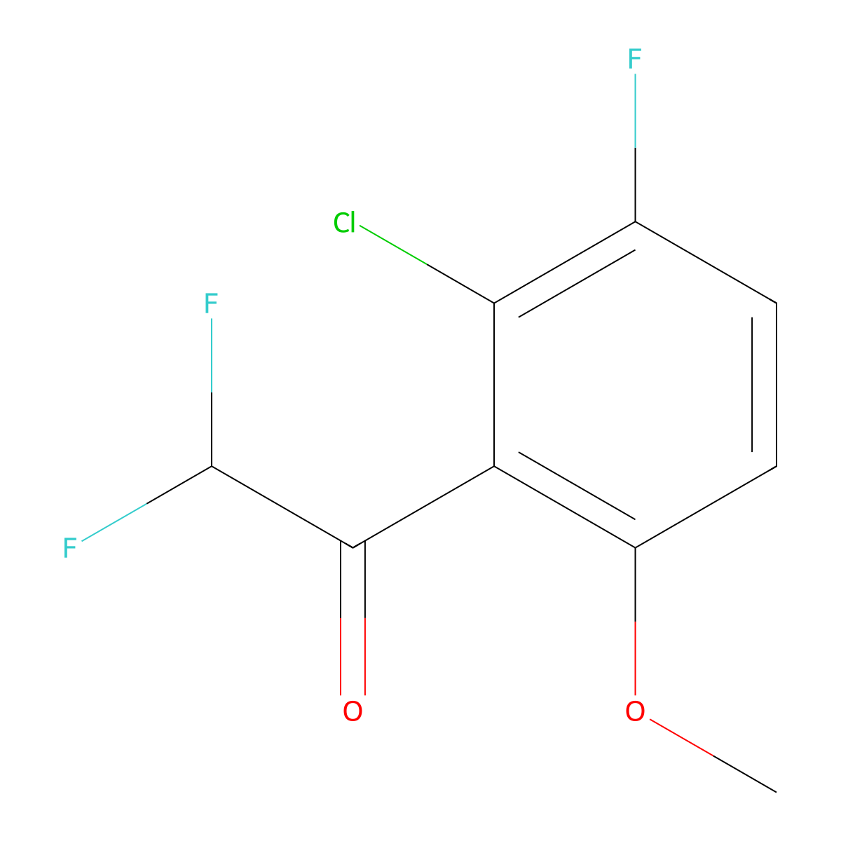 1-(2-Chloro-3-fluoro-6-methoxyphenyl)-2,2-difluoroethan-1-one molecular structure, CAS 2229320-80-1