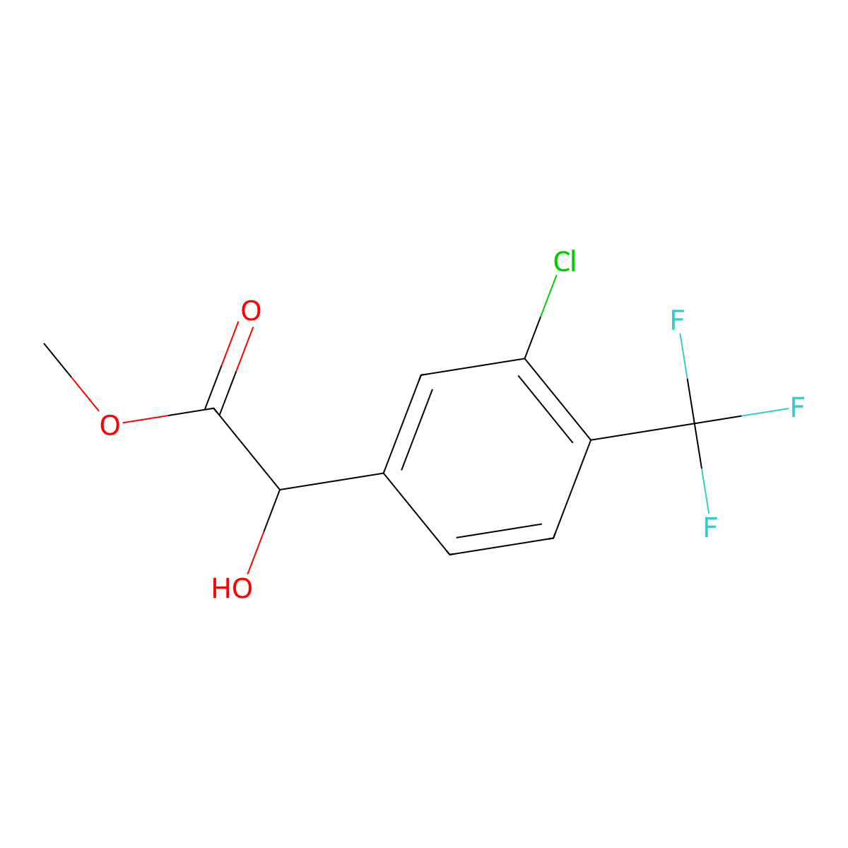 Methyl 2-[3-chloro-4-(trifluoromethyl)phenyl]-2-hydroxyacetate molecular structure, CAS 2229321-15-5