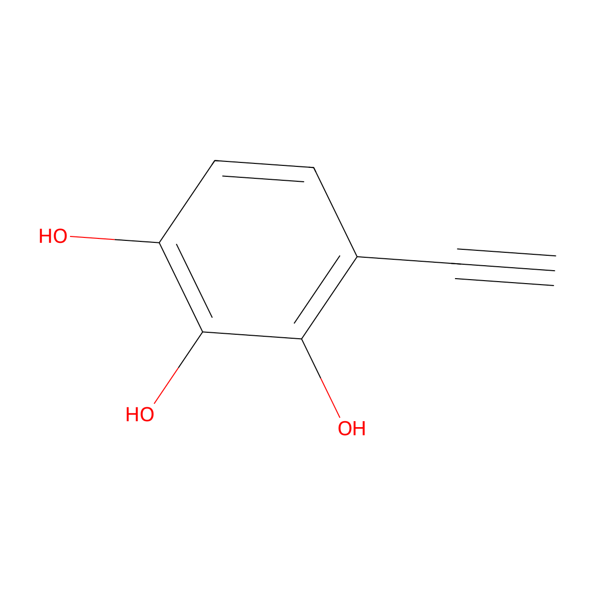 4-Ethynylbenzene-1,2,3-triol molecular structure, CAS 2229323-46-8