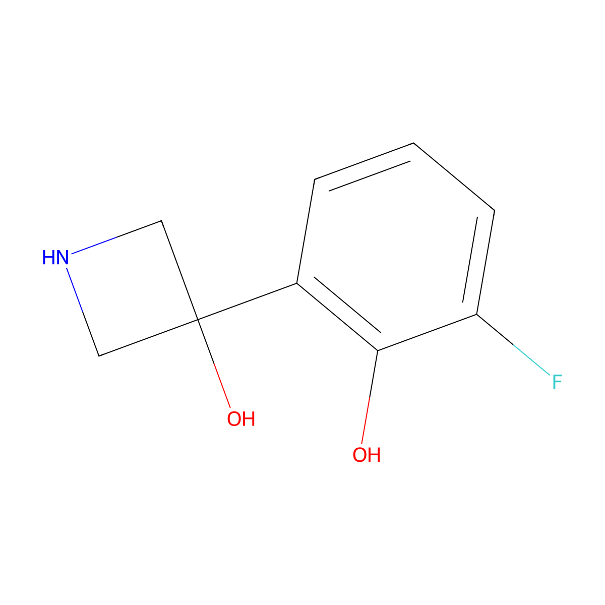 3-(3-Fluoro-2-hydroxyphenyl)azetidin-3-ol molecular structure, CAS 2229325-13-5
