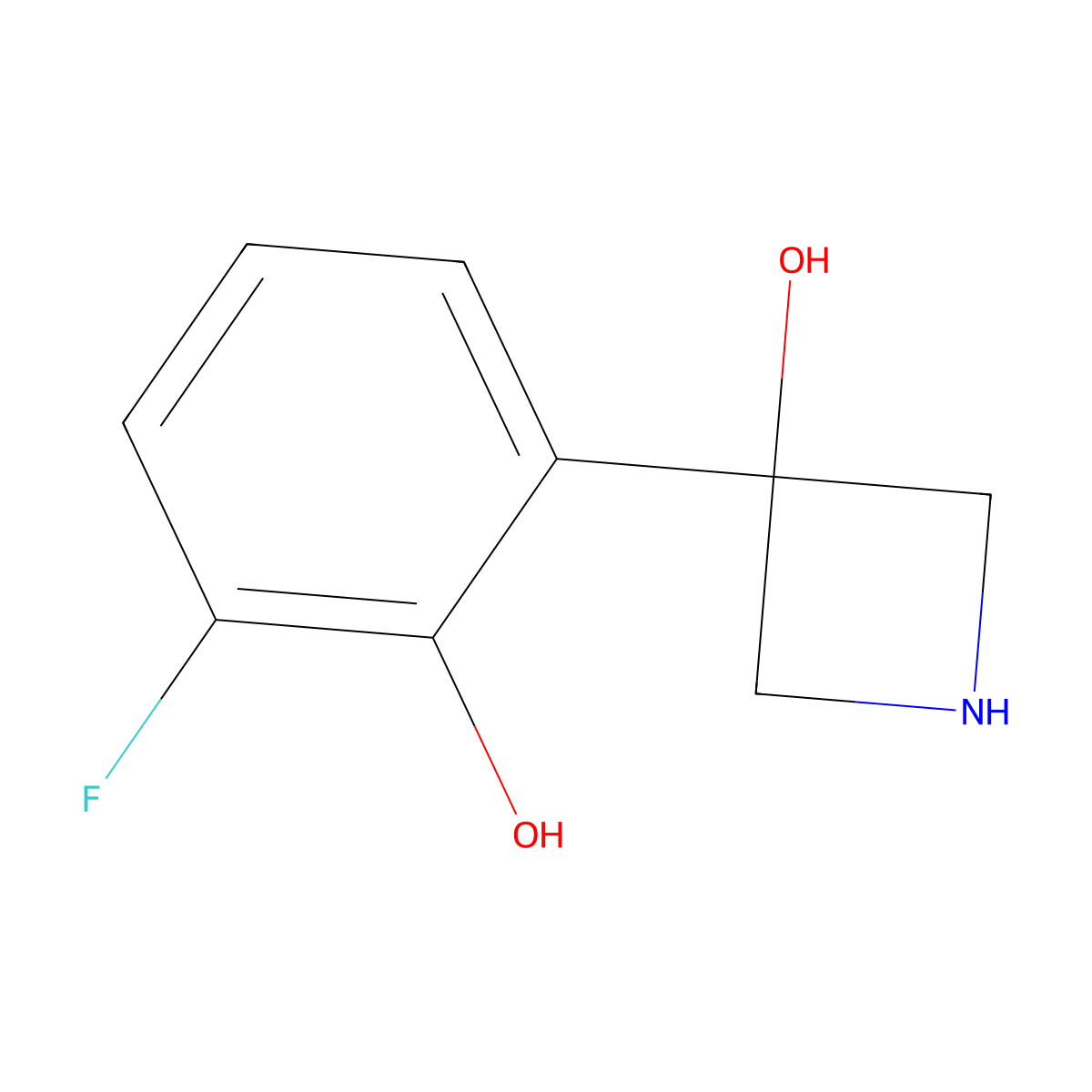 3-(3-Fluoro-2-hydroxyphenyl)azetidin-3-ol molecular structure, CAS 2229325-13-5