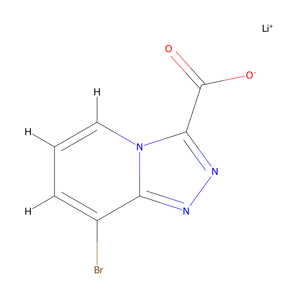 Lithium(1+) ion 8-bromo-[1,2,4]triazolo[4,3-a]pyridine-3-carboxylate molecular structure, CAS 2229325-70-4