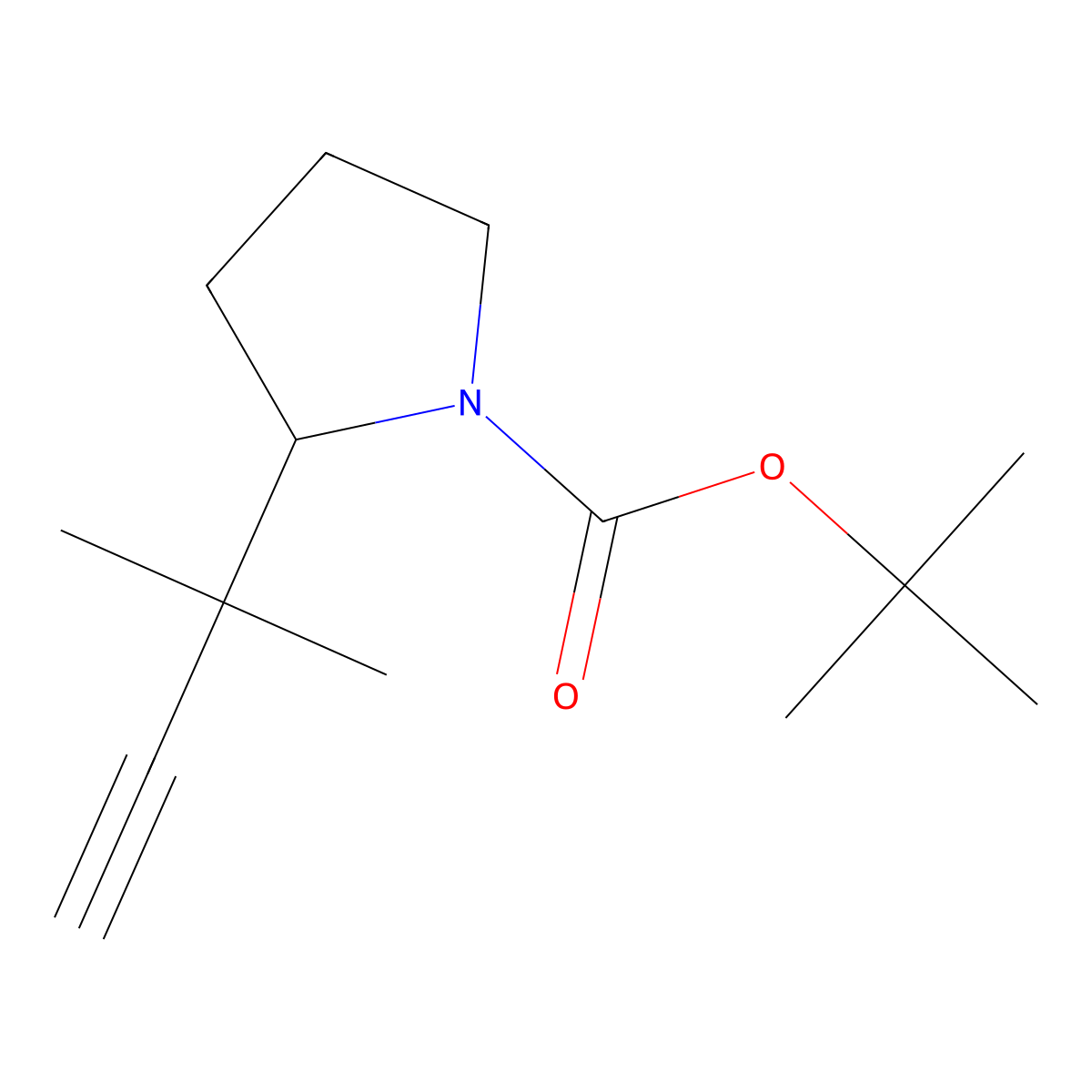 Tert-butyl 2-(2-methylbut-3-yn-2-yl)pyrrolidine-1-carboxylate molecular structure, CAS 2229327-16-4