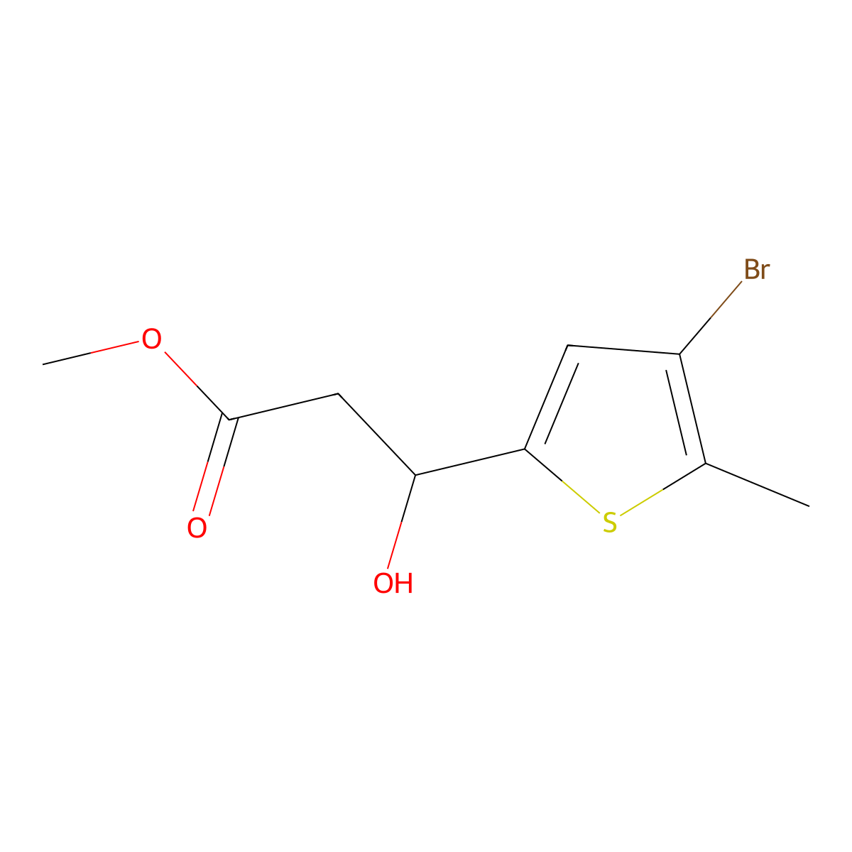 Methyl 3-(4-bromo-5-methylthiophen-2-yl)-3-hydroxypropanoate molecular structure, CAS 2229327-57-3