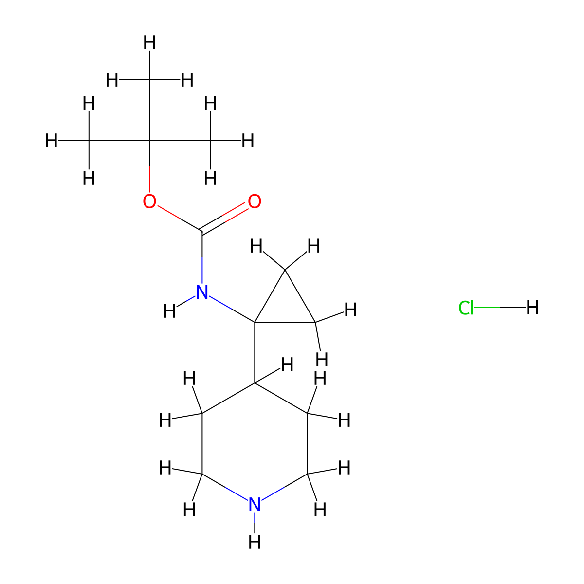 tert-butyl N-[1-(piperidin-4-yl)cyclopropyl]carbamate hydrochloride molecular structure, CAS 2229328-10-1
