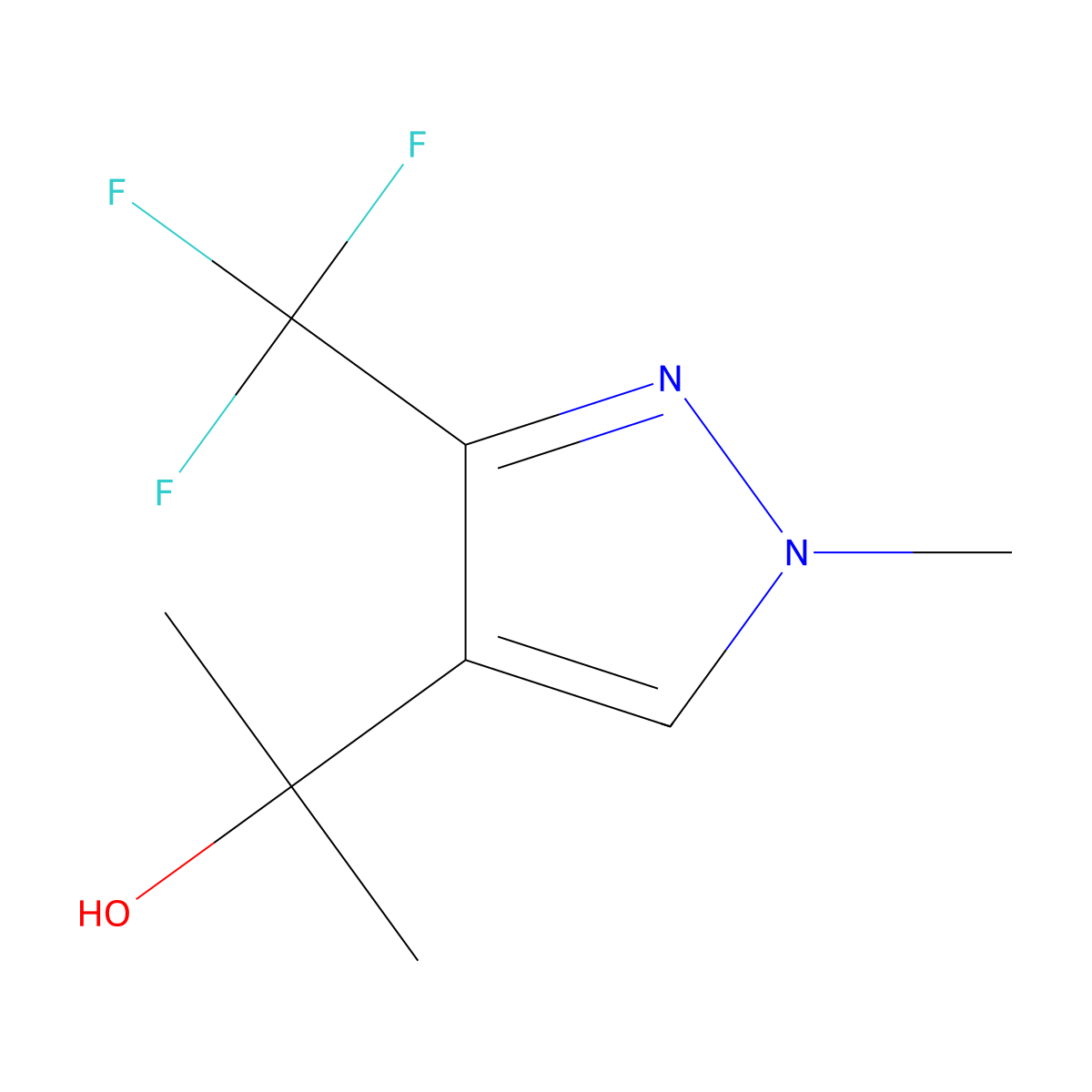 2-[1-methyl-3-(trifluoromethyl)-1H-pyrazol-4-yl]propan-2-ol molecular structure, CAS 2229331-07-9