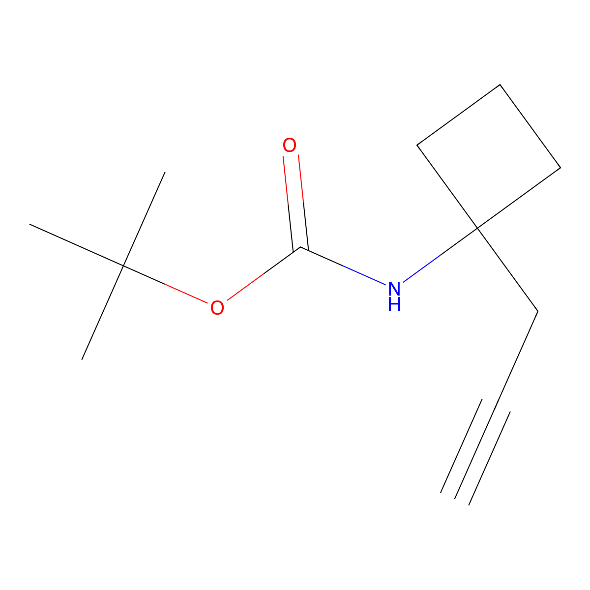 tert-butyl N-(1-(prop-2-yn-1-yl)cyclobutyl)carbamate molecular structure, CAS 2229331-15-9
