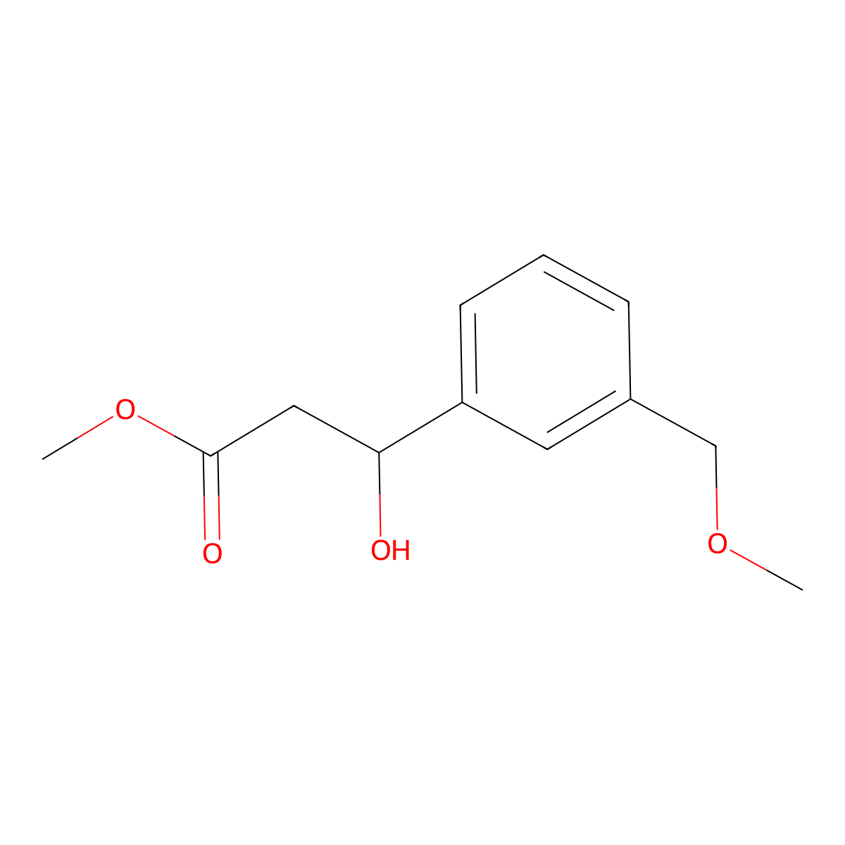 Methyl 3-hydroxy-3-[3-(methoxymethyl)phenyl]propanoate molecular structure, CAS 2229333-92-8