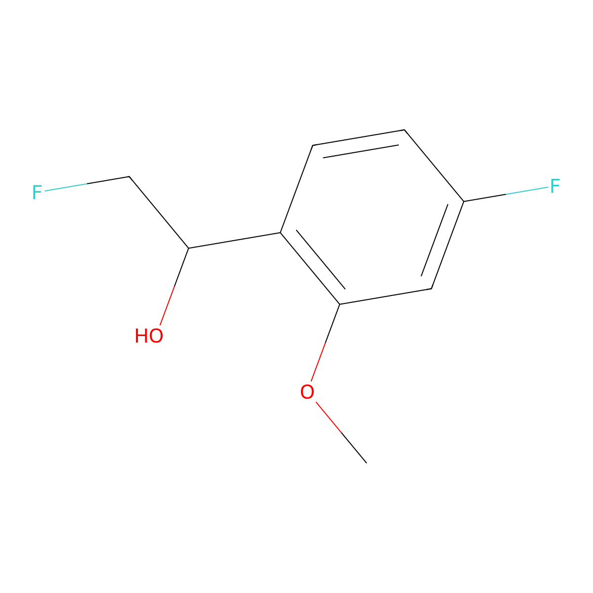 2-Fluoro-1-(4-fluoro-2-methoxyphenyl)ethan-1-ol molecular structure, CAS 2229339-00-6