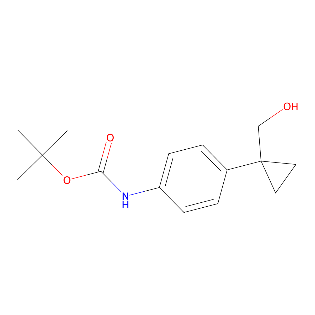 tert-butyl N-{4-[1-(hydroxymethyl)cyclopropyl]phenyl}carbamate molecular structure, CAS 2229339-97-1