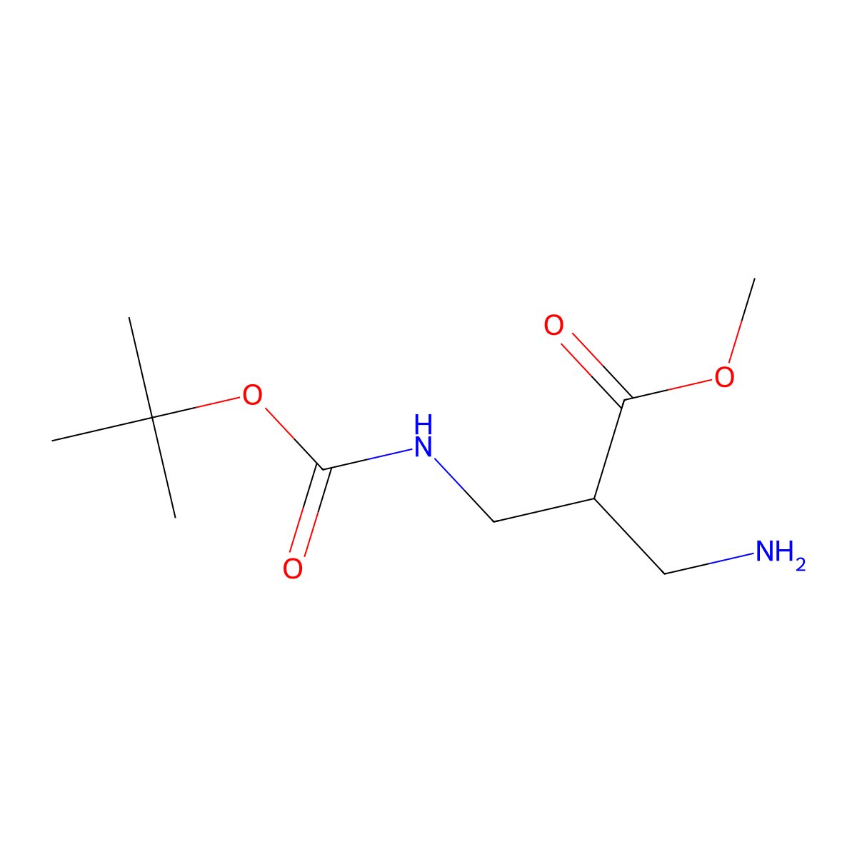 Methyl 3-amino-2-({[(tert-butoxy)carbonyl]amino}methyl)propanoate molecular structure, CAS 2229342-27-0