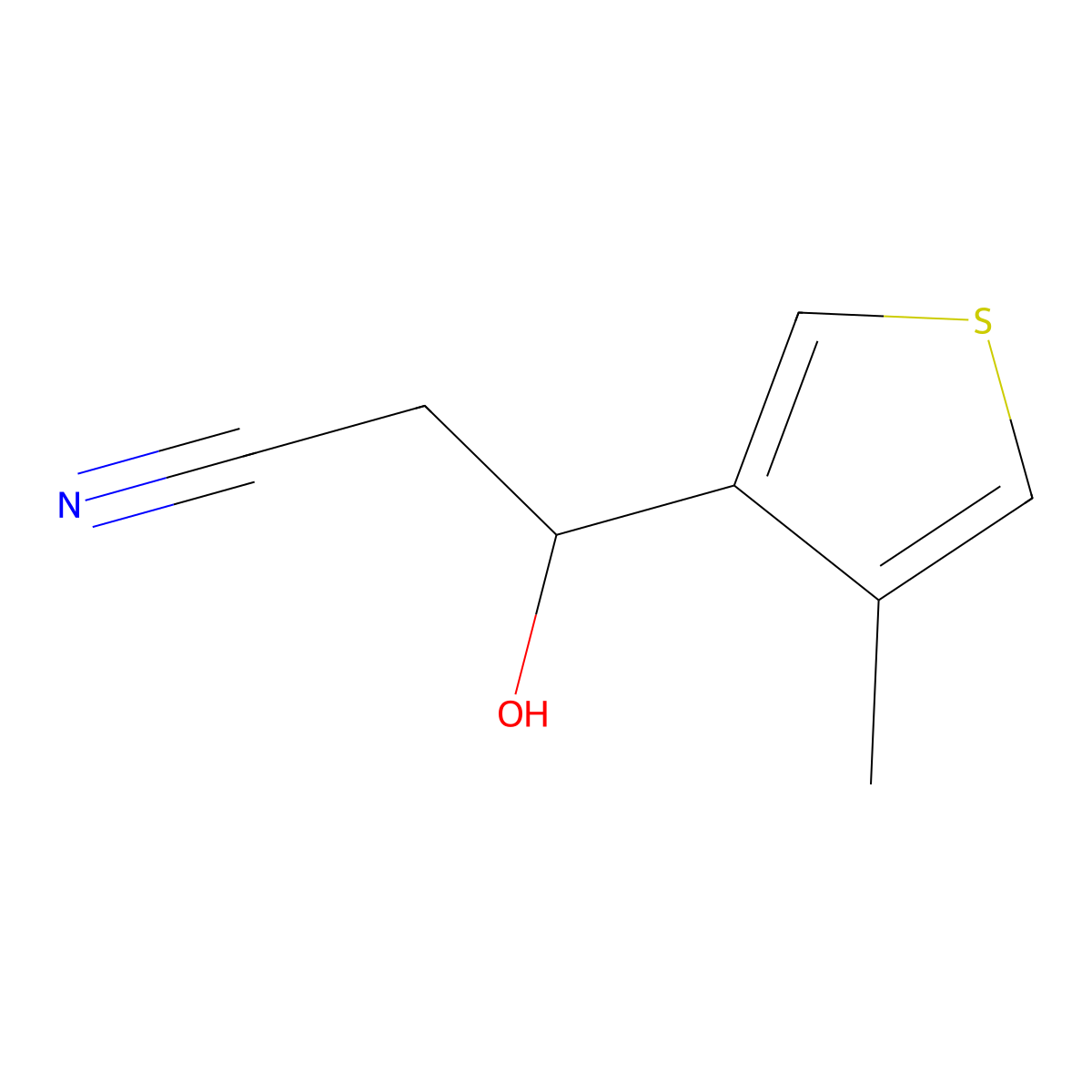 3-Hydroxy-3-(4-methylthiophen-3-yl)propanenitrile molecular structure, CAS 2229343-27-3