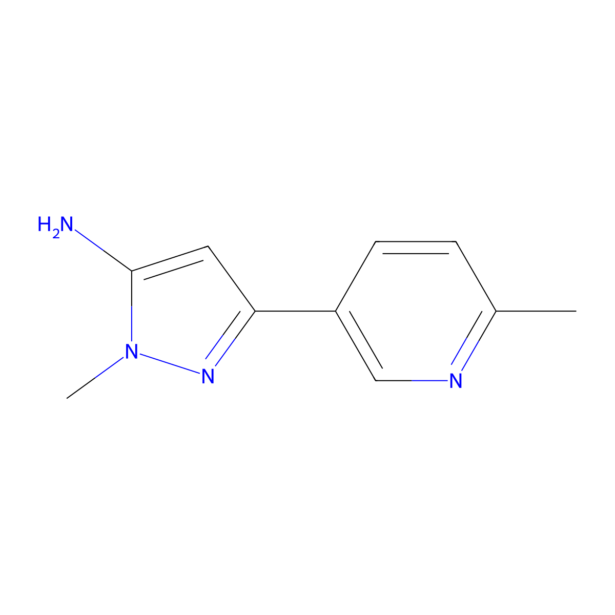 1-methyl-3-(6-methylpyridin-3-yl)-1H-pyrazol-5-amine molecular structure, CAS 2229343-33-1