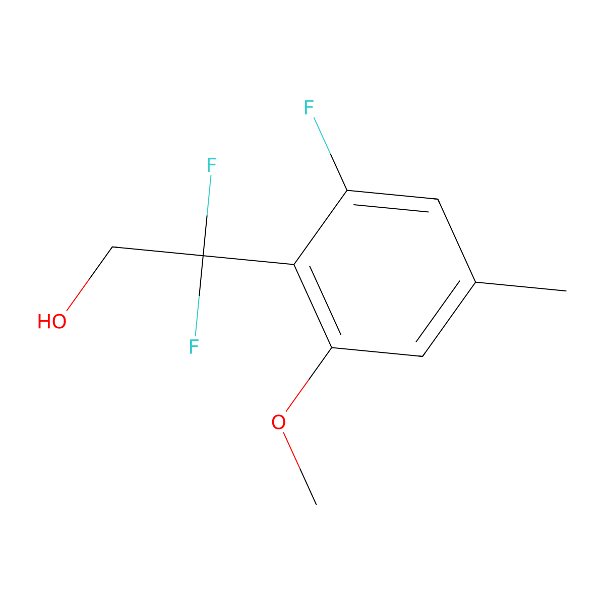 2,2-Difluoro-2-(2-fluoro-6-methoxy-4-methylphenyl)ethan-1-ol molecular structure, CAS 2229348-33-6
