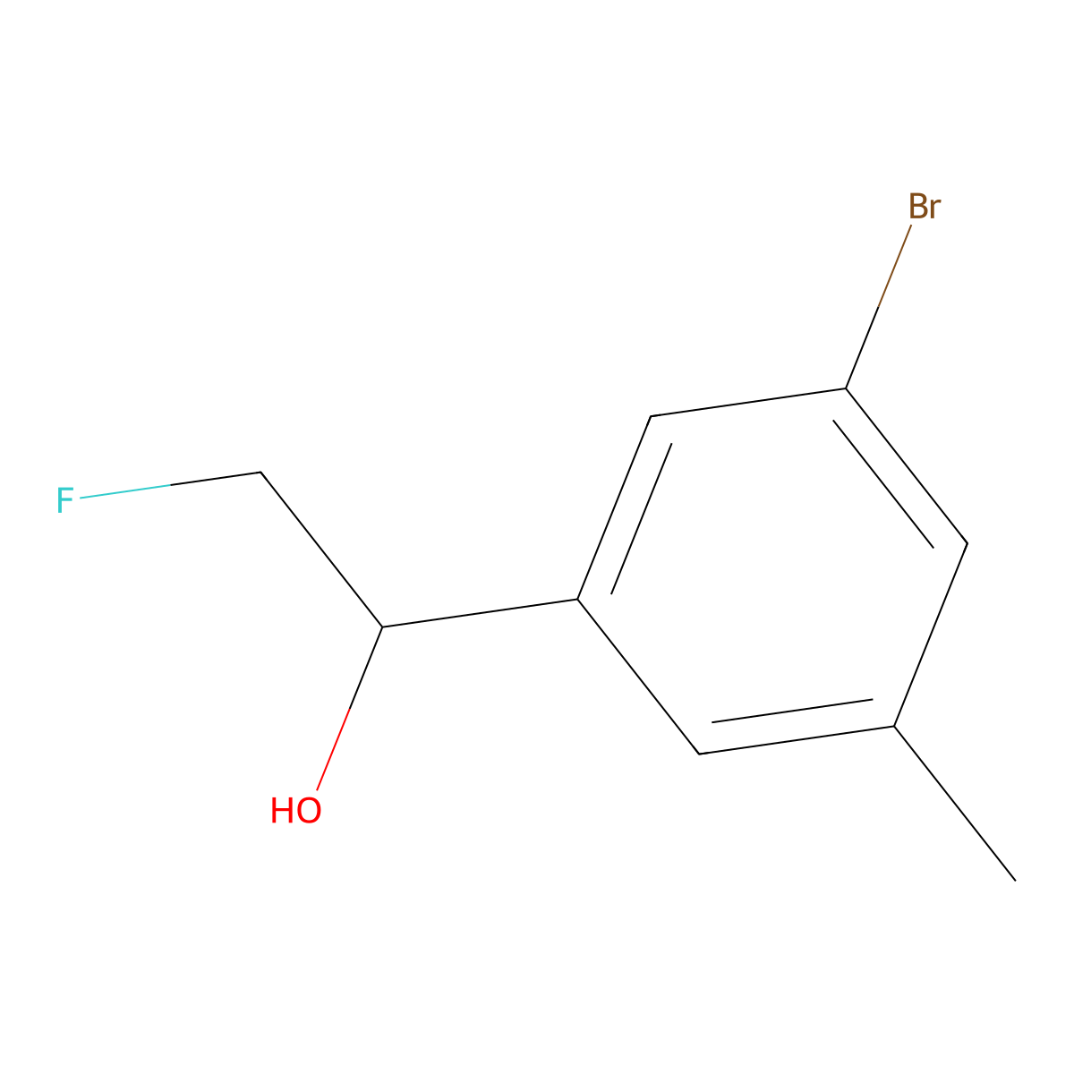 1-(3-Bromo-5-methylphenyl)-2-fluoroethan-1-ol molecular structure, CAS 2229348-72-3