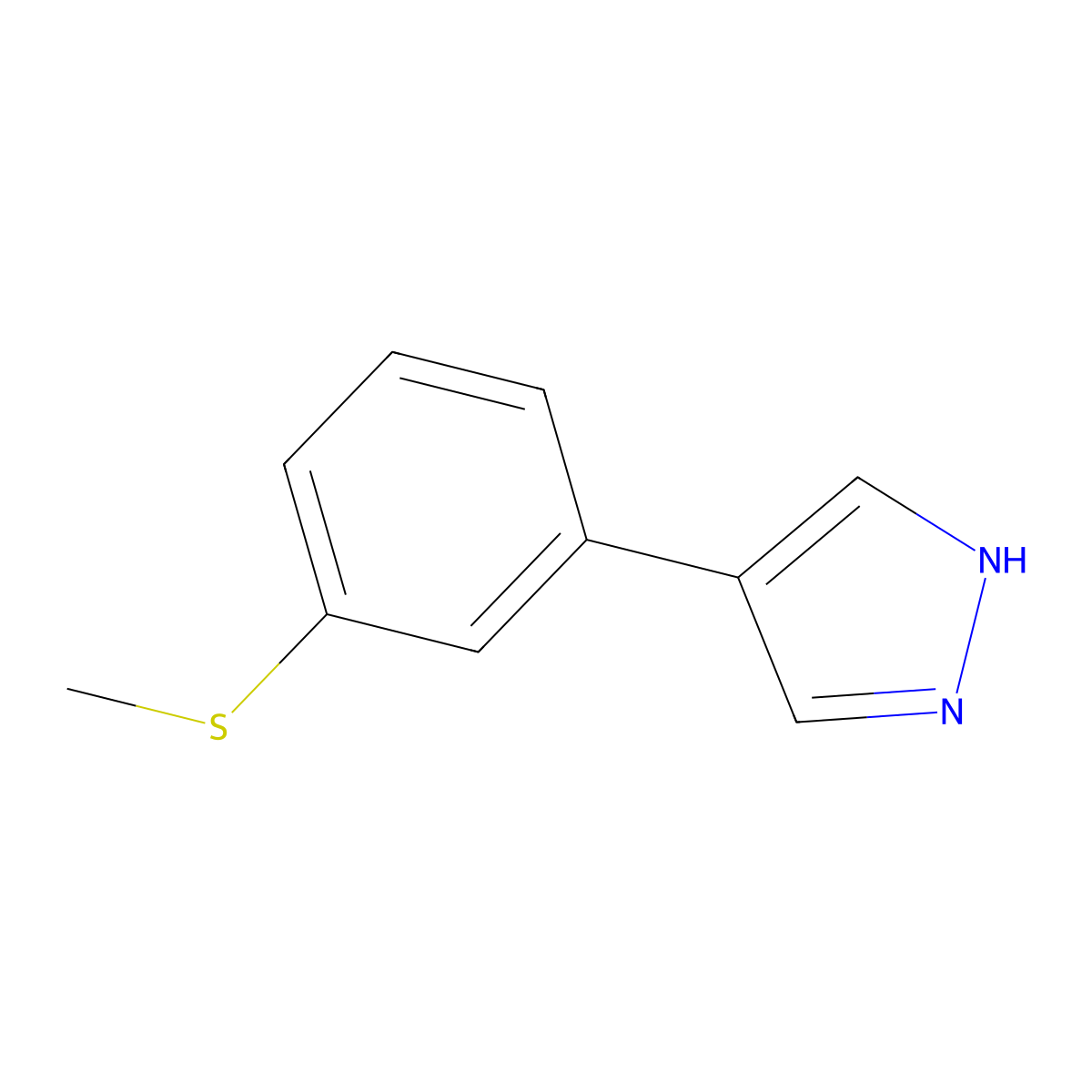 4-[3-(methylsulfanyl)phenyl]-1H-pyrazole molecular structure, CAS 2229348-84-7