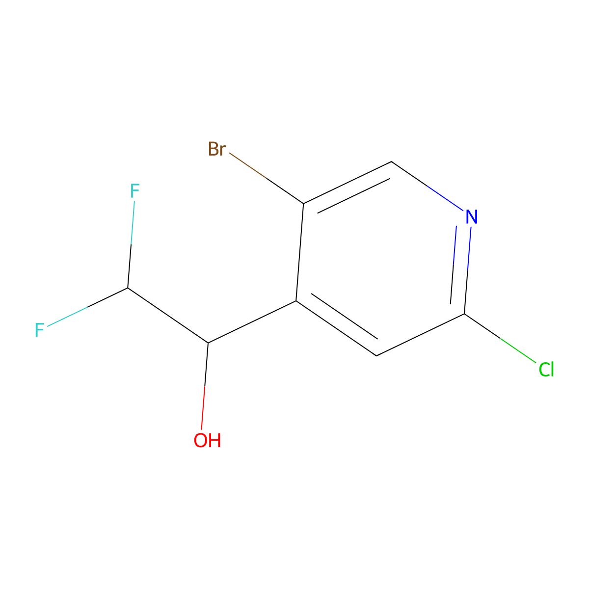 1-(5-Bromo-2-chloropyridin-4-yl)-2,2-difluoroethan-1-ol molecular structure, CAS 2229349-73-7