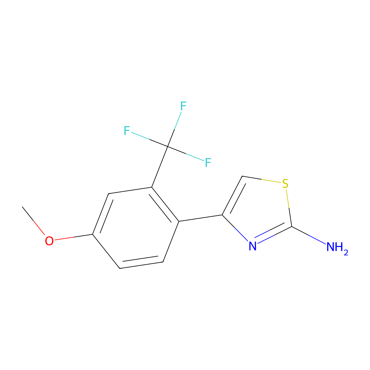 4-[4-Methoxy-2-(trifluoromethyl)phenyl]-1,3-thiazol-2-amine molecular structure, CAS 2229350-12-1